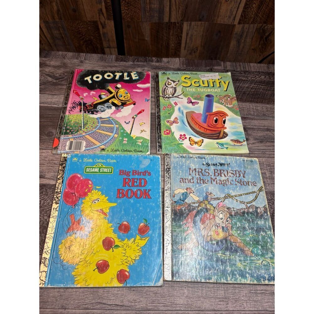Vintage Little Golden Books Lot Tootle Scuffy Tugboat Big Bird Mrs Brisby